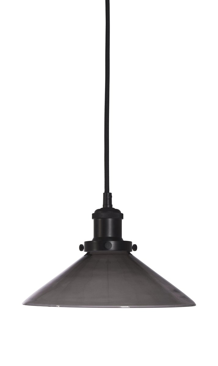August Ø25 Negro lámpara de ventana De PR Home - La l&aacute;mpara se entrega con un cable textil negro de 3 metros de largo y tiene un enchufe de pared y un interruptor de encendido.
