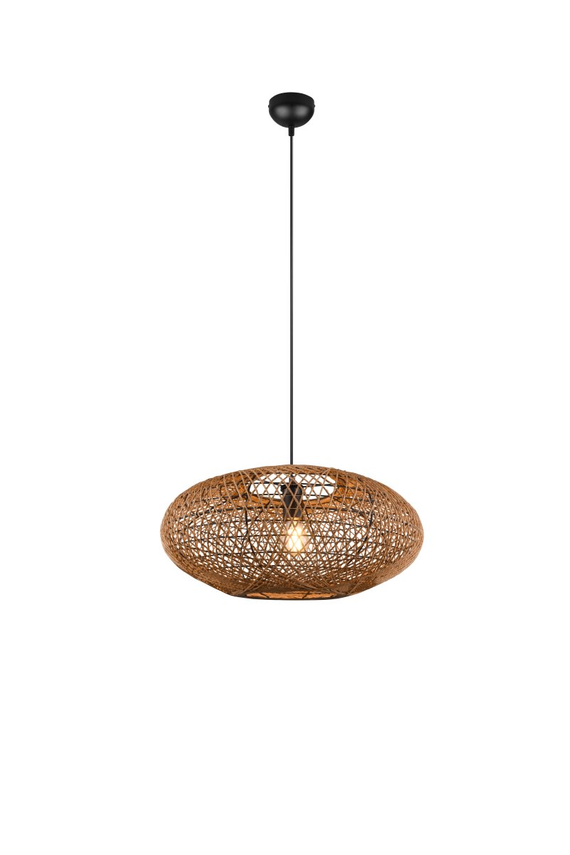 Hedda Ø52 Naturaleza Lámpas de techo De Trio Lighting - La l&aacute;mpara decorativa HEDDA crea emocionantes contrastes e ilumina las estancias con su tejido de sisal, que proyecta un patr&oacute;n de luces y sombras en la superficie.