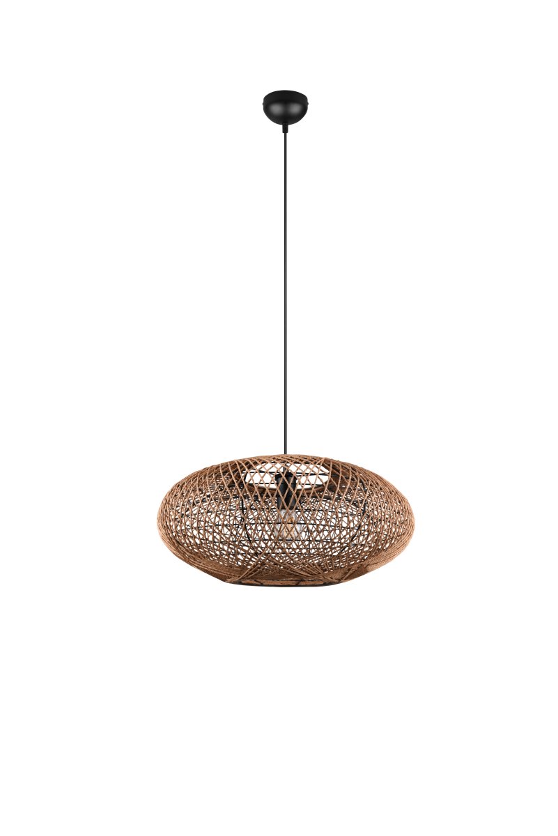 Hedda Ø52 Naturaleza Lámpas de techo De Trio Lighting - La l&aacute;mpara decorativa HEDDA crea emocionantes contrastes e ilumina las estancias con su tejido de sisal, que proyecta un patr&oacute;n de luces y sombras en la superficie.