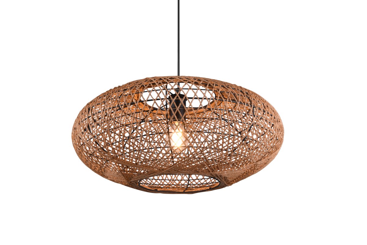 Hedda Ø52 Naturaleza Lámpas de techo De Trio Lighting - La l&aacute;mpara decorativa HEDDA crea emocionantes contrastes e ilumina las estancias con su tejido de sisal, que proyecta un patr&oacute;n de luces y sombras en la superficie.
