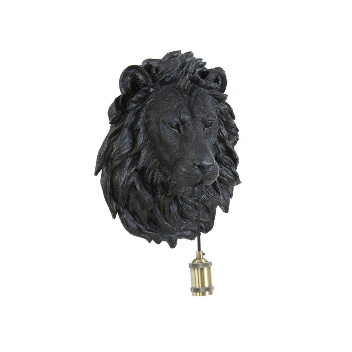 Lion 40cm Negro lámpara de pared De Light & Living - 