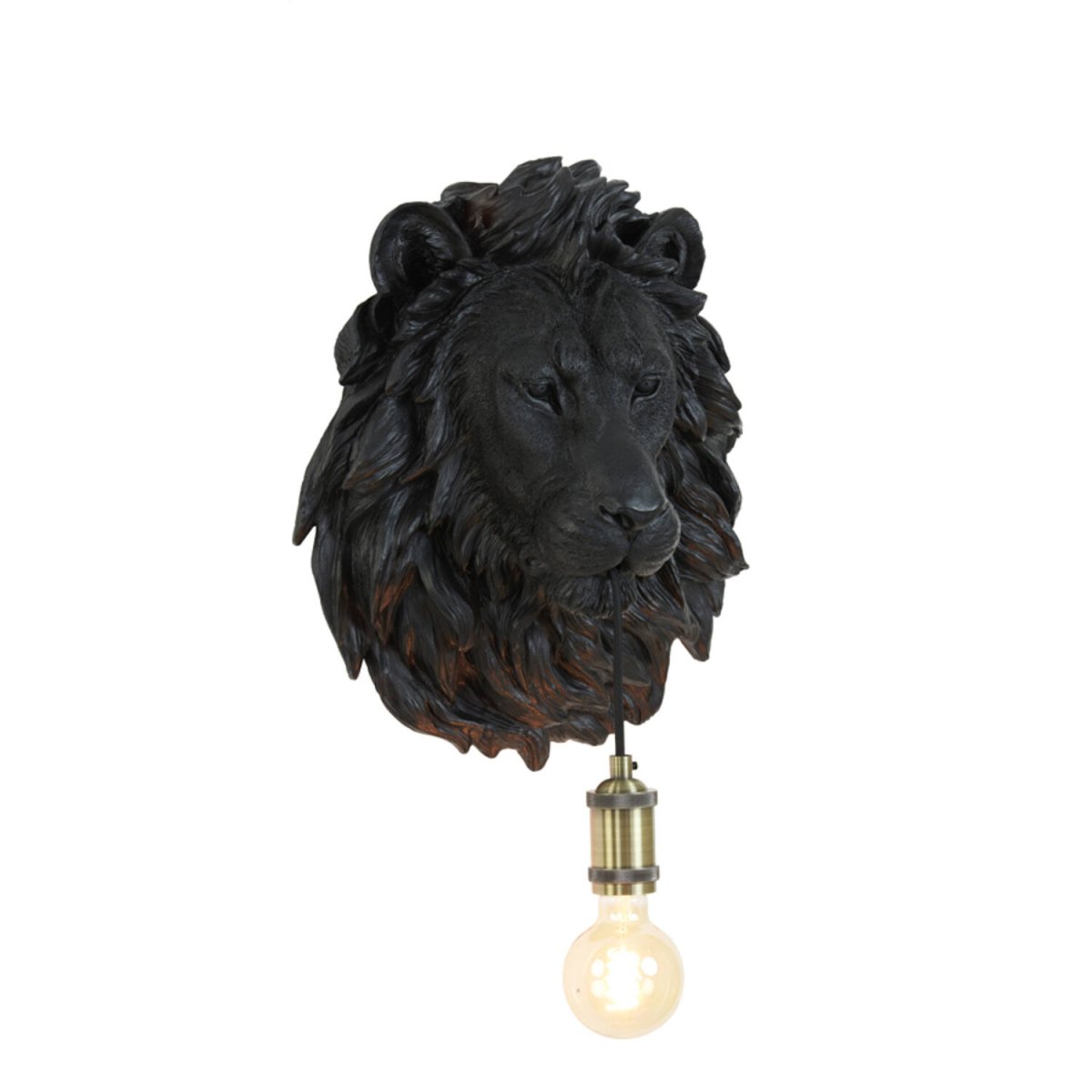 Lion 40cm Negro lámpara de pared De Light & Living - 