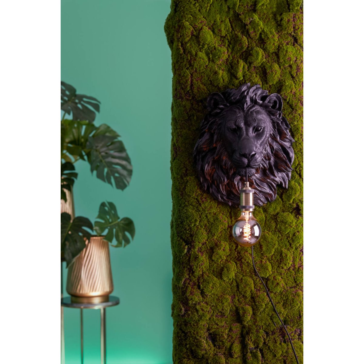 Lion 40cm Negro lámpara de pared De Light & Living - 