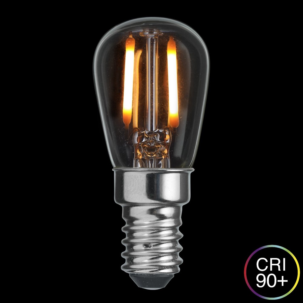 Bombilla E14 Pera 2,2W 2700K Regulable Transparente De Unison - La l&aacute;mpara es regulable y tiene un &iacute;ndice de reproducci&oacute;n crom&aacute;tica (IRC) de m&aacute;s de 90, lo que significa que proporciona una reproducci&oacute;n del color muy buena y natural en la habitaci&oacute;n.