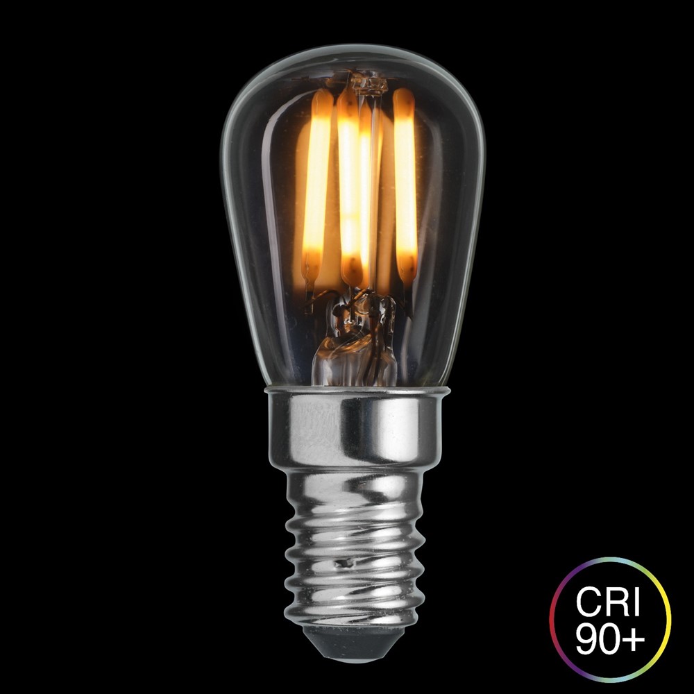 Bombilla E14 Pera 3,3W 2700K Regulable Transparente De Unison - La l&aacute;mpara es regulable y tiene un &iacute;ndice de reproducci&oacute;n crom&aacute;tica (IRC) de m&aacute;s de 90, lo que significa que proporciona una reproducci&oacute;n del color muy buena y natural en la habitaci&oacute;n.