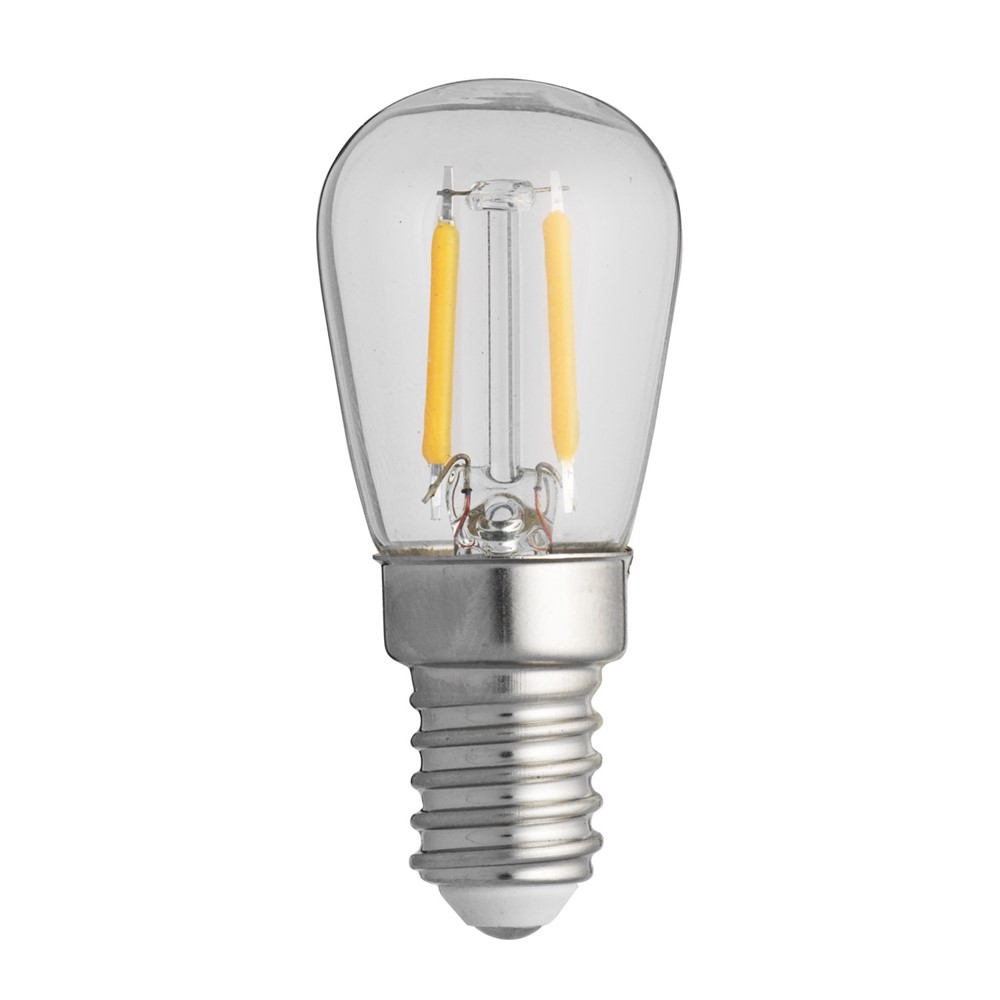 Bombilla E14 Pera 0,8W 2200K Regulable Transparente De Unison - Esta l&aacute;mpara LED P&auml;ron con casquillo E14 transparente tiene una potencia de 0,8 W y una temperatura de color de 2200 K.