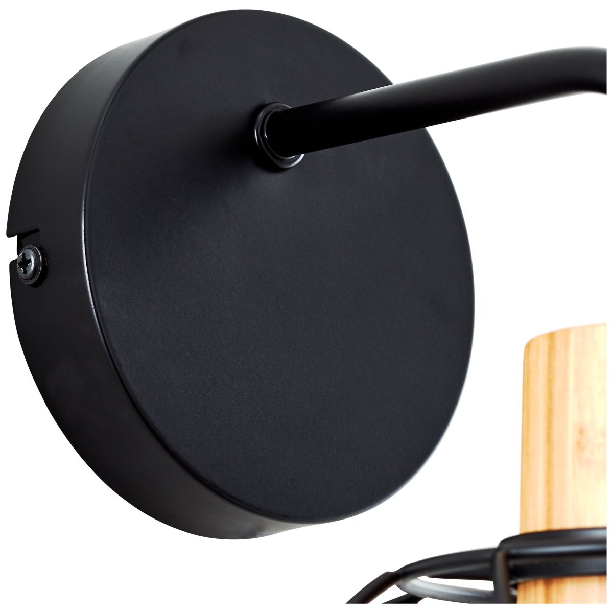 Mallow Ø20 Negro mate lámpara de pared De Brilliant - La lámpara de pared Mallow tiene un diseño industrial que combina metal y bambú para crear una sensación natural.