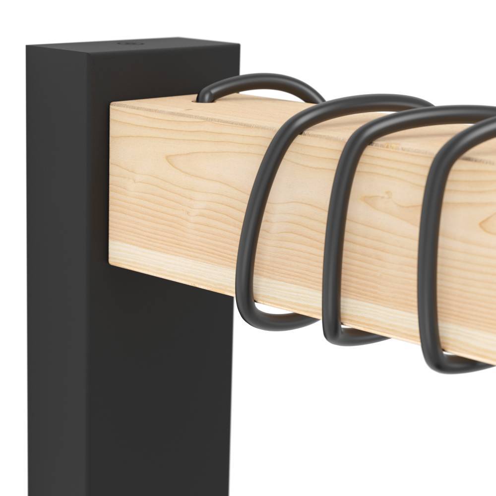 Townshend Negro lámpara de pared De Eglo - Los robustos detalles de madera y el cable expuesto le dan a la lámpara un toque rústico, mientras que la bombilla expuesta subraya el estilo industrial.