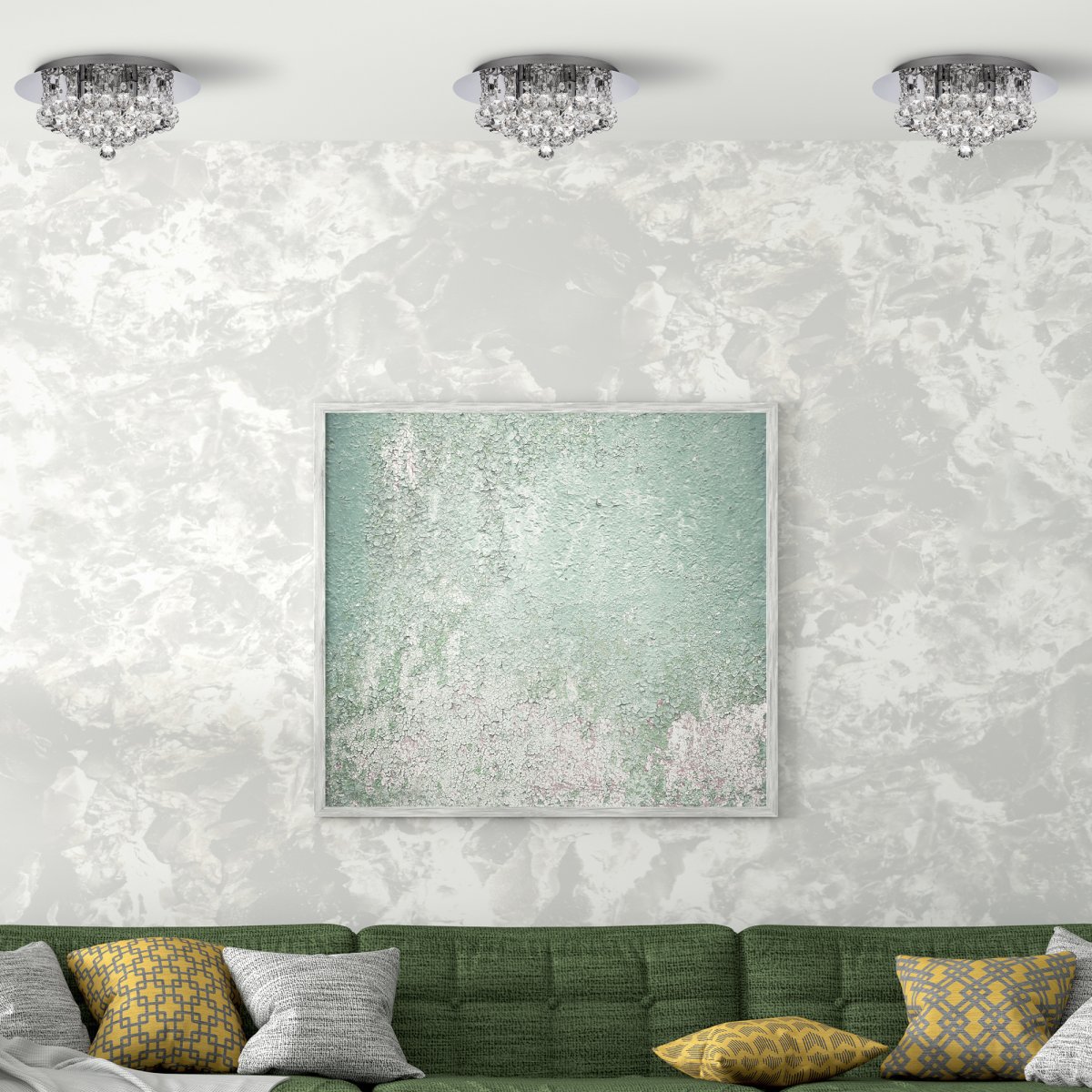 Hanna Ø35 Cromo cristal De Searchlight - La lujosa l&aacute;mpara se encuentra cerca del techo y cuenta con cuatro fuentes de luz rodeadas de hermosas decoraciones y esferas de cristal.