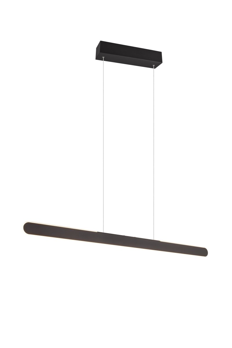 Helios 100cm Negro Lámpas de techo De Trio Lighting - Especialmente destacable es el práctico ajuste de altura y la función táctil de 4 direcciones integrada que permite ajustar cómodamente tanto el brillo como la temperatura del color con un simple toque.