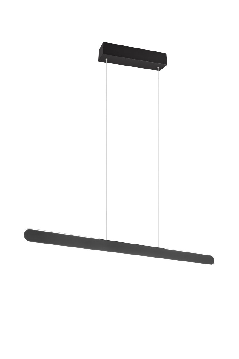 Helios 100cm Negro Lámpas de techo De Trio Lighting - Especialmente destacable es el práctico ajuste de altura y la función táctil de 4 direcciones integrada que permite ajustar cómodamente tanto el brillo como la temperatura del color con un simple toque.
