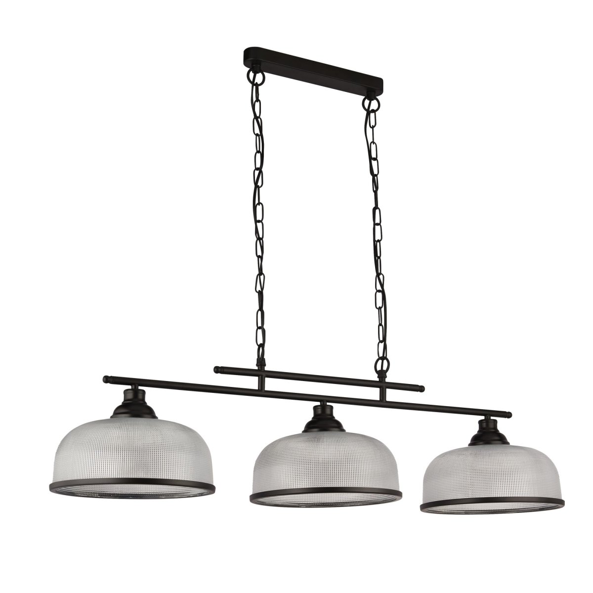 Highworth 100cm Negro Lámpas de techo De Searchlight - El metal negro enmarca con elegancia las pantallas de vidrio, y su diseño ajustable en altura facilita la adaptación de la luz a la habitación y al ambiente deseado.