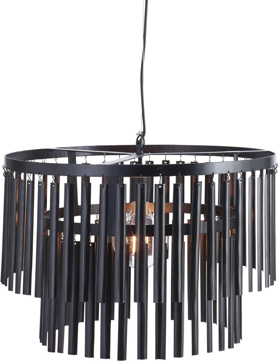 Marlow Ø60 Negro Lámpas de techo De PR Home - L&aacute;mpara de ara&ntilde;a Marlow, l&aacute;mpara de ara&ntilde;a moderna realizada en metal negro con varillas met&aacute;licas colgantes en 2 niveles.