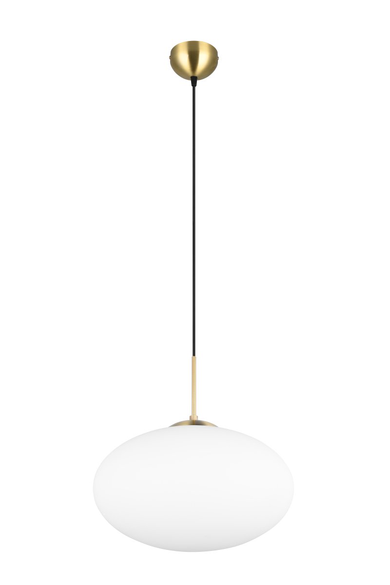 Fomento Ø40 Latón mate Lámpas de techo De Trio Lighting - La elegante pantalla elíptica de cristal opalino le da a la lámpara un toque especial y difunde la luz de forma agradable en el entorno.