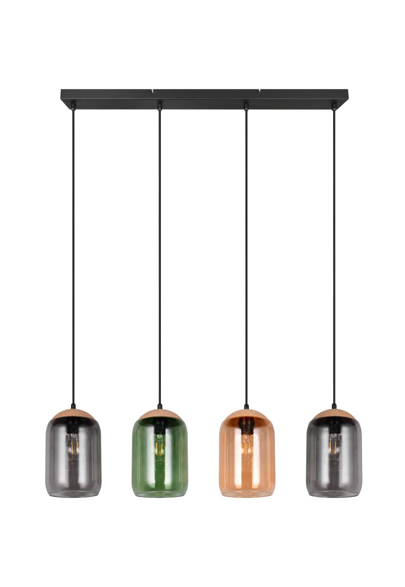 Cork 90cm Multicolor Lámpas de techo De Trio Lighting - La mezcla de materiales de corcho, vidrio y metal garantiza un equilibrio perfecto entre el diseño moderno y la belleza de la naturaleza, creando un ambiente tranquilo y armonioso.