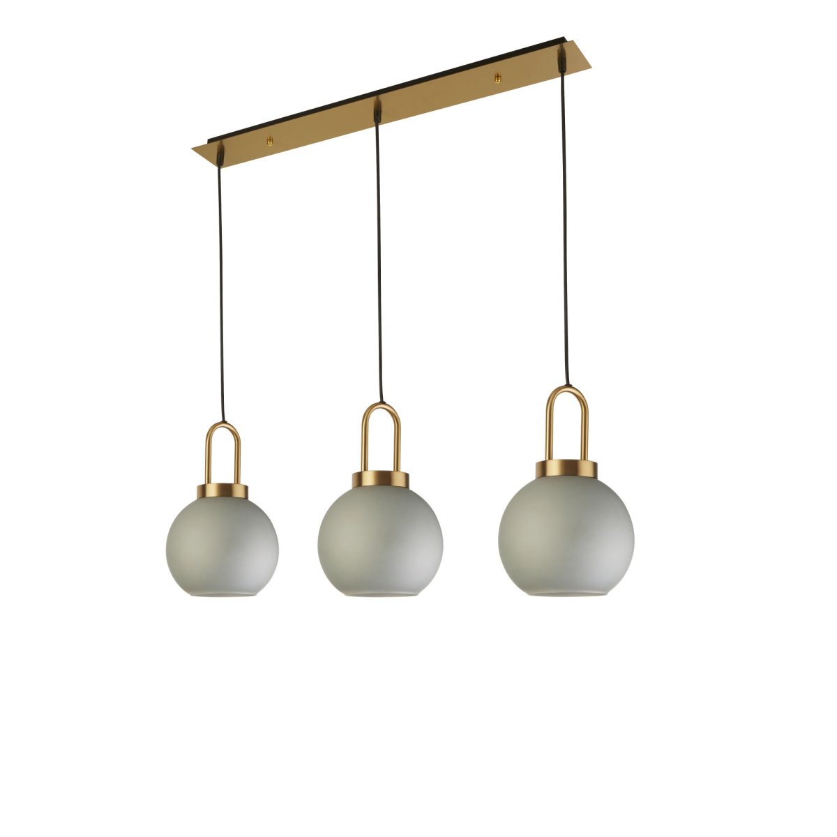 Snowdrop 85cm Latón Lámpas de techo De Searchlight - La lámpara colgante de tres luces Snowdrop cuelga de un poste central y se puede ajustar en altura durante la instalación, agregando estilo y elegancia sobre una mesa de comedor o encimera de cocina.