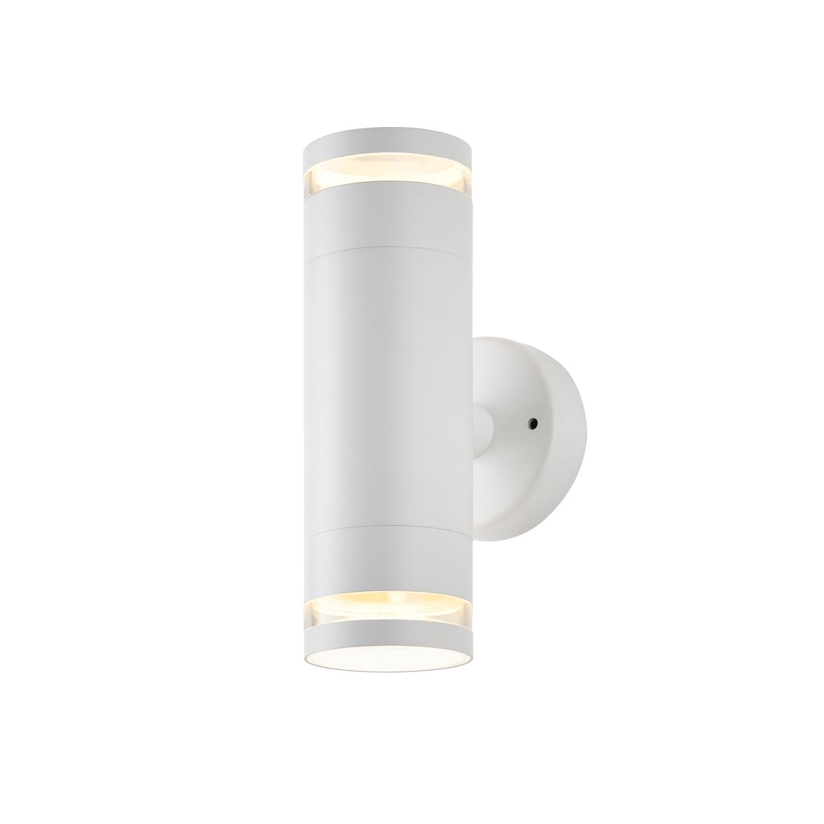 Cylinder Duo Blanco lámpara de exterior De Lampan - Lampan lyser fint b&aring;de upp och ner p&aring; v&auml;ggen.