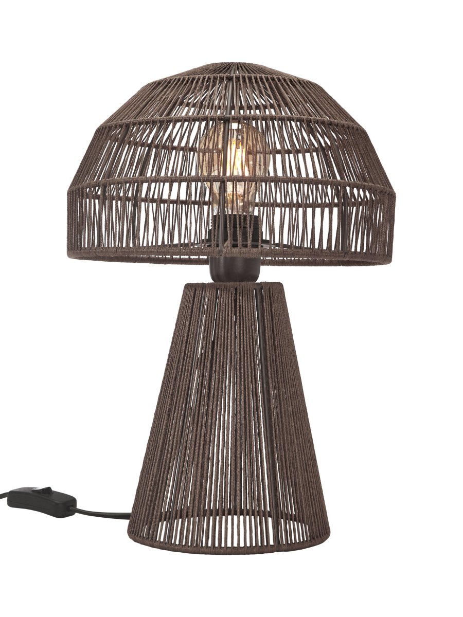 Porcini 37cm Marrón lámpara de mesa De PR Home - La lámpara de mesa Porcini es una lámpara hecha a mano a partir de un marco de metal envuelto a mano con hilo brillante, lo que permite que la luz se filtre finamente a través de los hilos.
