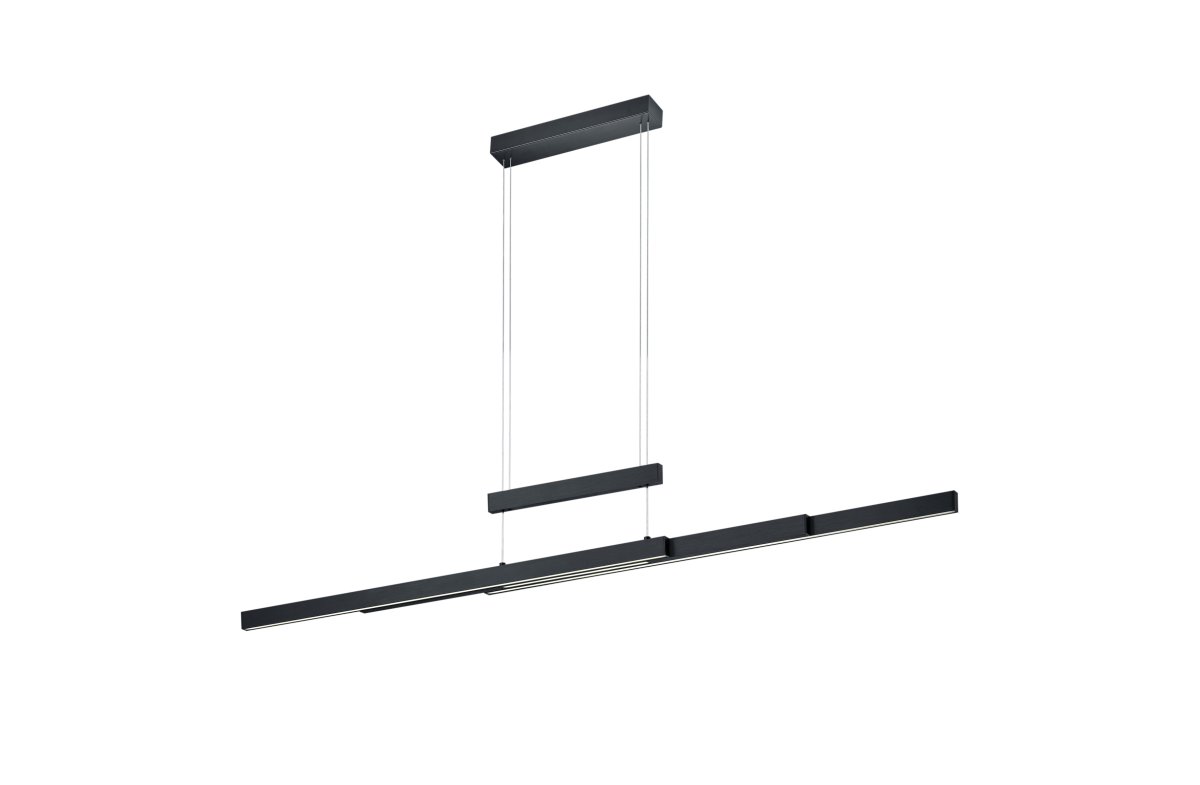 Trajan 150cm Negro Lámpas de techo De Trio Lighting - El brillo y la temperatura del color se pueden ajustar individualmente utilizando dos reguladores t&aacute;ctiles separados: uno para el brillo y otro para la temperatura del color, desde luz blanca c&aacute;lida hasta luz blanca fr&iacute;a.