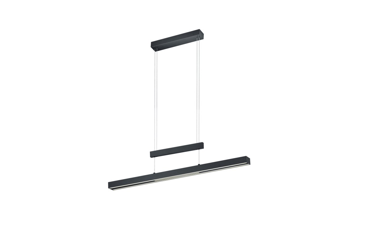 Trajan 150cm Negro Lámpas de techo De Trio Lighting - El brillo y la temperatura del color se pueden ajustar individualmente utilizando dos reguladores t&aacute;ctiles separados: uno para el brillo y otro para la temperatura del color, desde luz blanca c&aacute;lida hasta luz blanca fr&iacute;a.