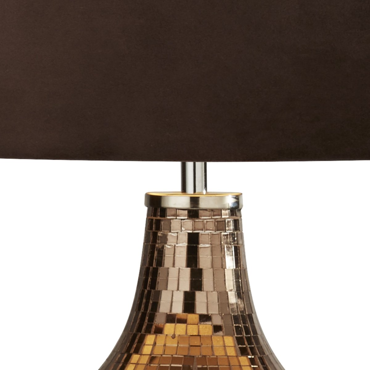 Disco 54cm Marrón lámpara de mesa De Searchlight - Esta exclusiva l&aacute;mpara de mesa combina glamour y elegancia con su base reflectante y su pantalla marr&oacute;n a juego.