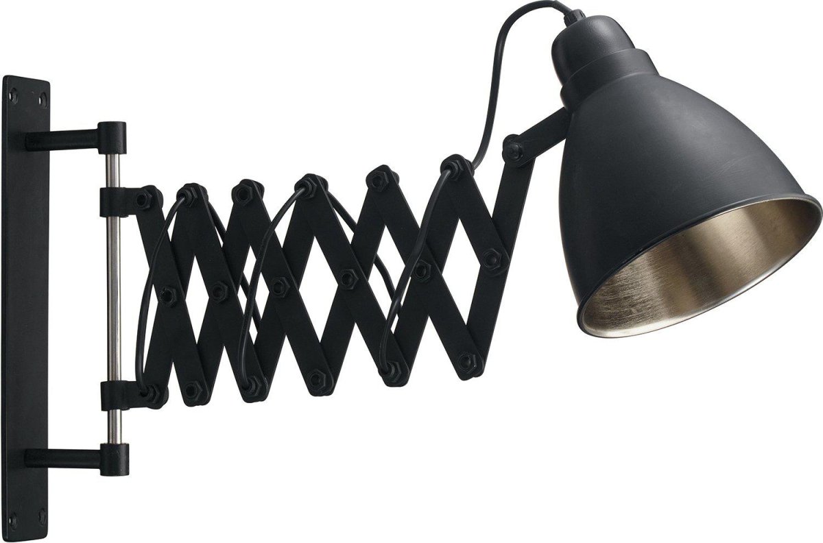 Maxime Negro lámpara de pared De PR Home - Aplique de pared Maxime, un aplique de pared funcional con brazo articulado en acordeón de una longitud de 35-70cm.