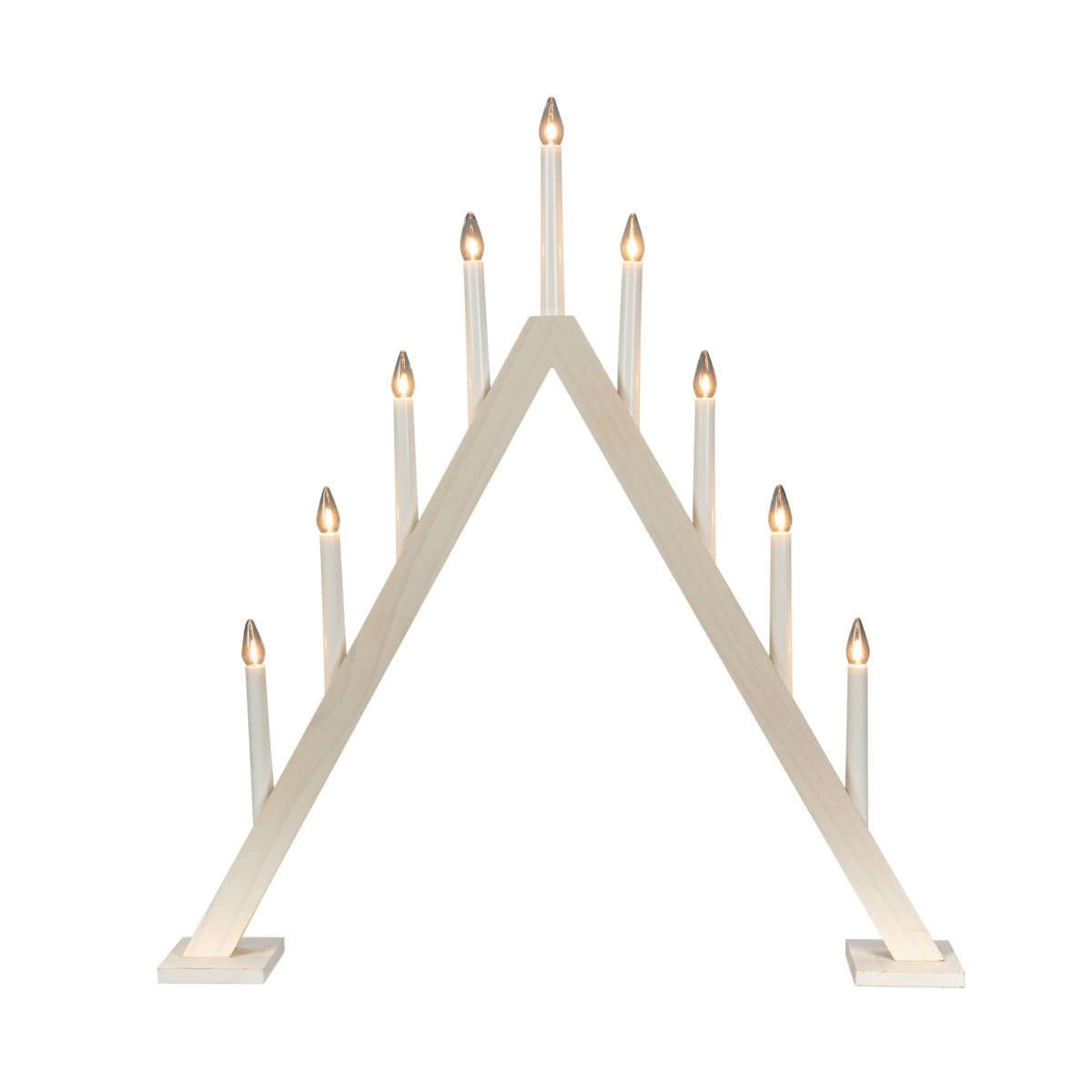 Wooden Candelabra 9 Lights Blanco De Konstsmide - Elegante portavelas de madera te&ntilde;ida en blanco&auml; con 9 fuentes de luz en forma triangular cl&aacute;sica.