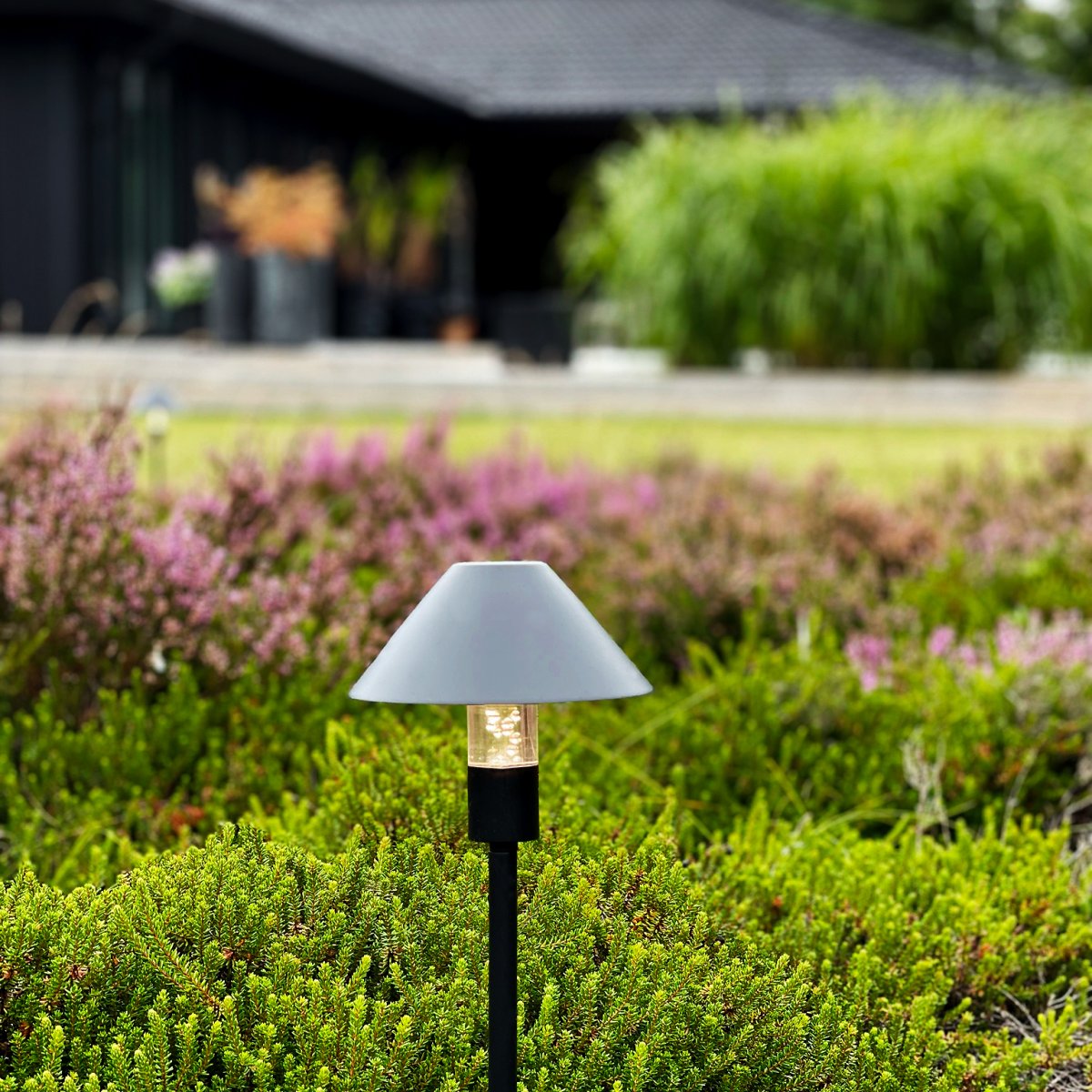 Apollo Negro De Lightson - Sin sombra, se crea una columna de luz que crea un brillo general que se ve bien en el césped ornamental bajo o alrededor del estanque del jardín.
