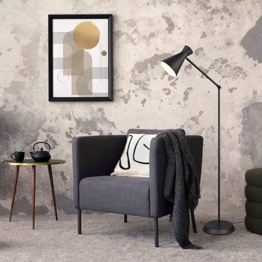 Enzo Negro lámpara de pie De Trio Lighting - 