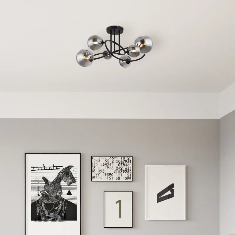 Riha 62cm Color humo plafón De Globo Lighting - Uppt&auml;ck Riha &ndash; en imponerande plafond som skapar en elegant atmosf&auml;r i ditt hem.