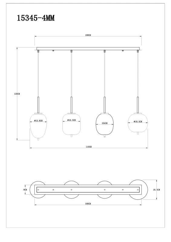 Blacky 110cm Latón Lámpas de techo De Globo Lighting - Blacky takpendel &auml;r perfekt att placera &ouml;ver ett matbord och ger en j&auml;mn och behaglig belysning.