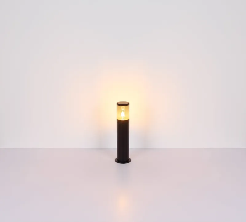 Xeloo 50cm Negro balizas De Globo Lighting - Tillverkad i rostfritt st&aring;l med en r&ouml;kf&auml;rgad plastsk&auml;rm ger den ett mjukt och behagligt ljus.