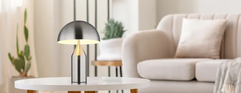 Atoma 40cm Níquel lámpara de mesa De Globo Lighting - Sk&auml;rmen i matt nickel och vitt skapar en harmonisk kontrast och ger en behaglig ljusspridning.