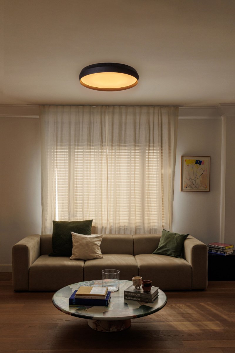 Shoku Ø60 Negro plafón De Faro Barcelona - Su acabado en negro y su sofisticado dise&ntilde;o la convierten en una opci&oacute;n elegante para entornos modernos.
