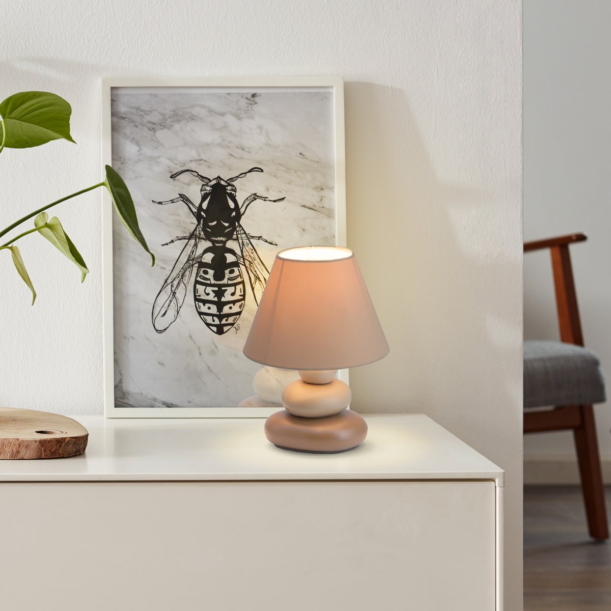 Paolo 23cm Marrón lámpara de mesa De Brilliant - La clásica lámpara de mesa Paolo es perfecta como iluminación adicional en el salón o como lámpara de noche.