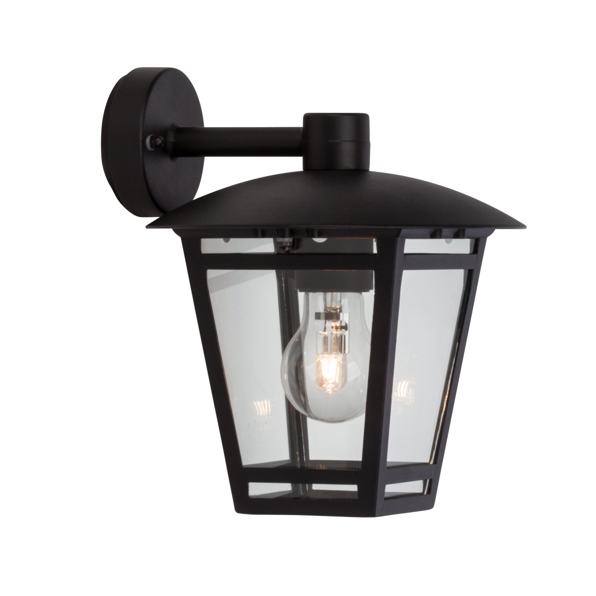 Riley Negro lámpara de exterior De Brilliant - La l&aacute;mpara de pared para exterior Riley proporciona una iluminaci&oacute;n pr&aacute;ctica y decorativa para la pared de su casa.