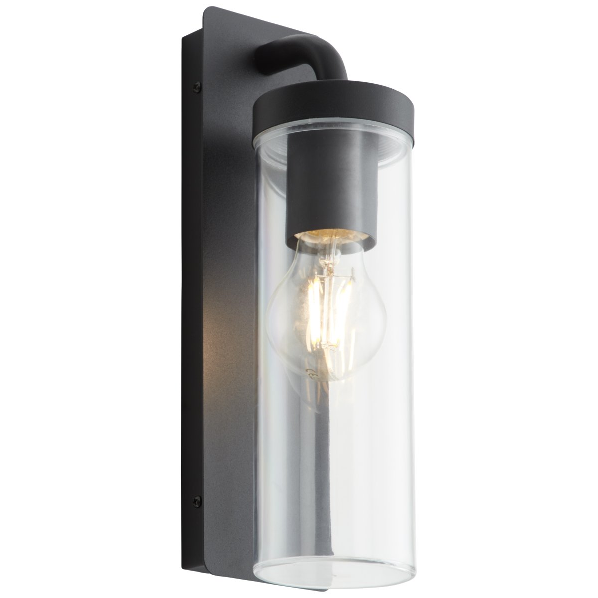 Aosta Negro mate lámpara de exterior De Brilliant - La l&aacute;mpara de pared para exterior Aosta ofrece una iluminaci&oacute;n pr&aacute;ctica y atmosf&eacute;rica y es perfecta para iluminar la puerta de entrada durante las estaciones m&aacute;s oscuras.
