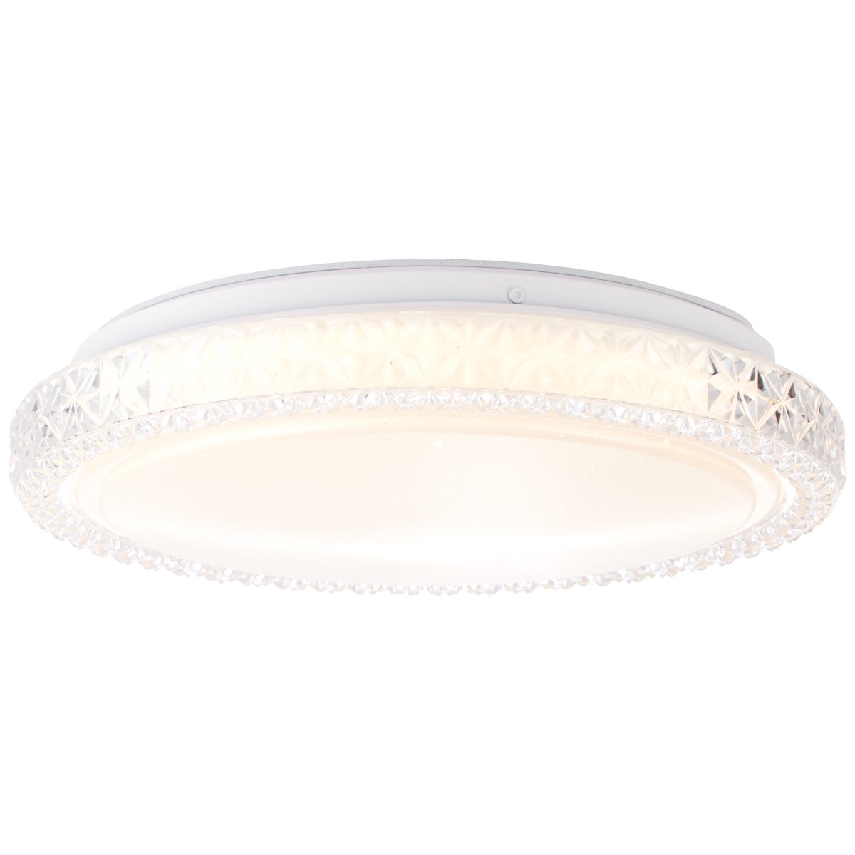 Badria Ø30 Blanco plafón De Brilliant - El efecto cielo estrellado de la lámpara con pequeños puntos transparentes en la cubierta crea una atmósfera brillante y acogedora y, por lo tanto, es especialmente adecuada para dormitorios y habitaciones infantiles.