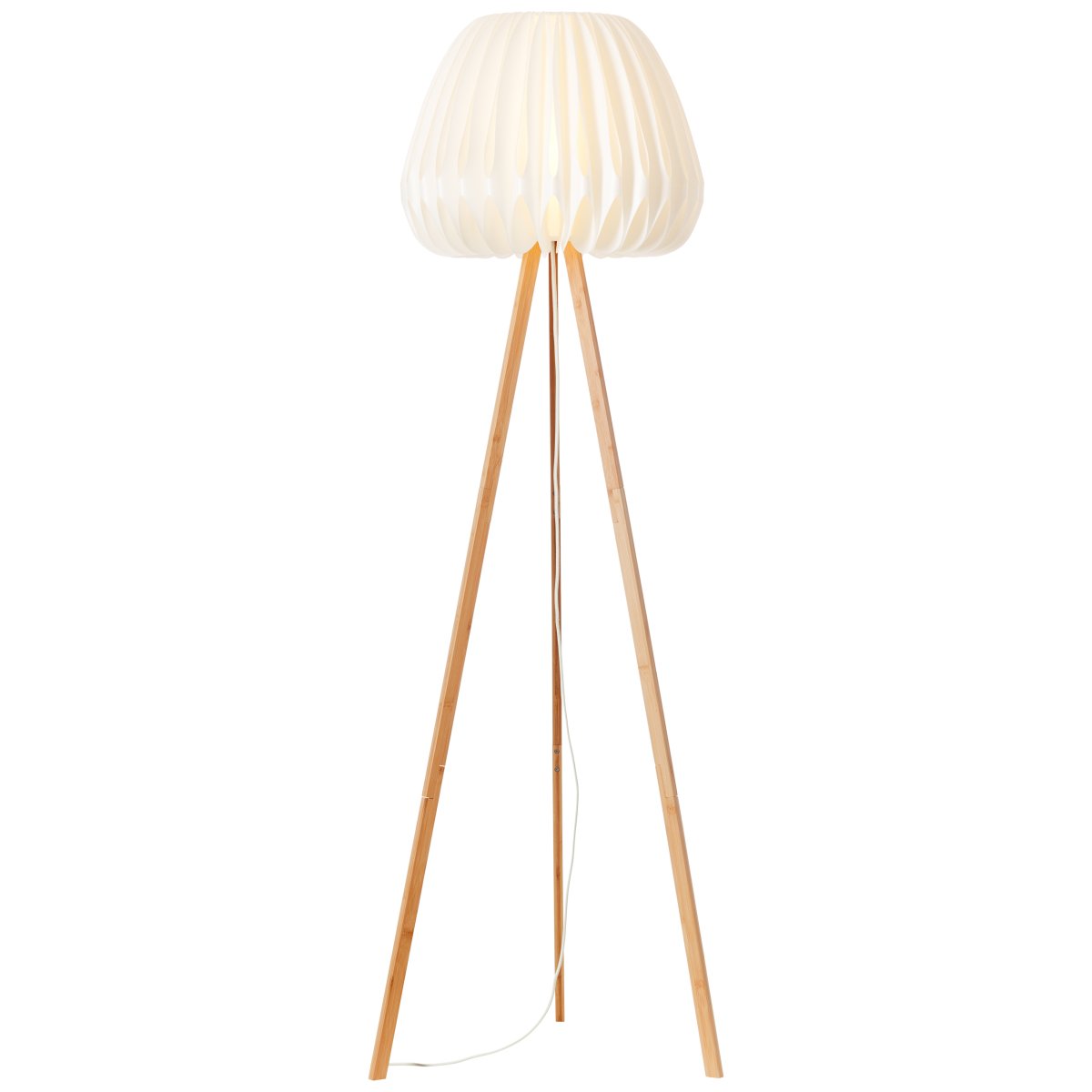 Inna Madera clara lámpara de pie De Brilliant - La lámpara de pie Inna es un moderno detalle de decoración con un diseño elegante realizado en bambú y plástico blanco.