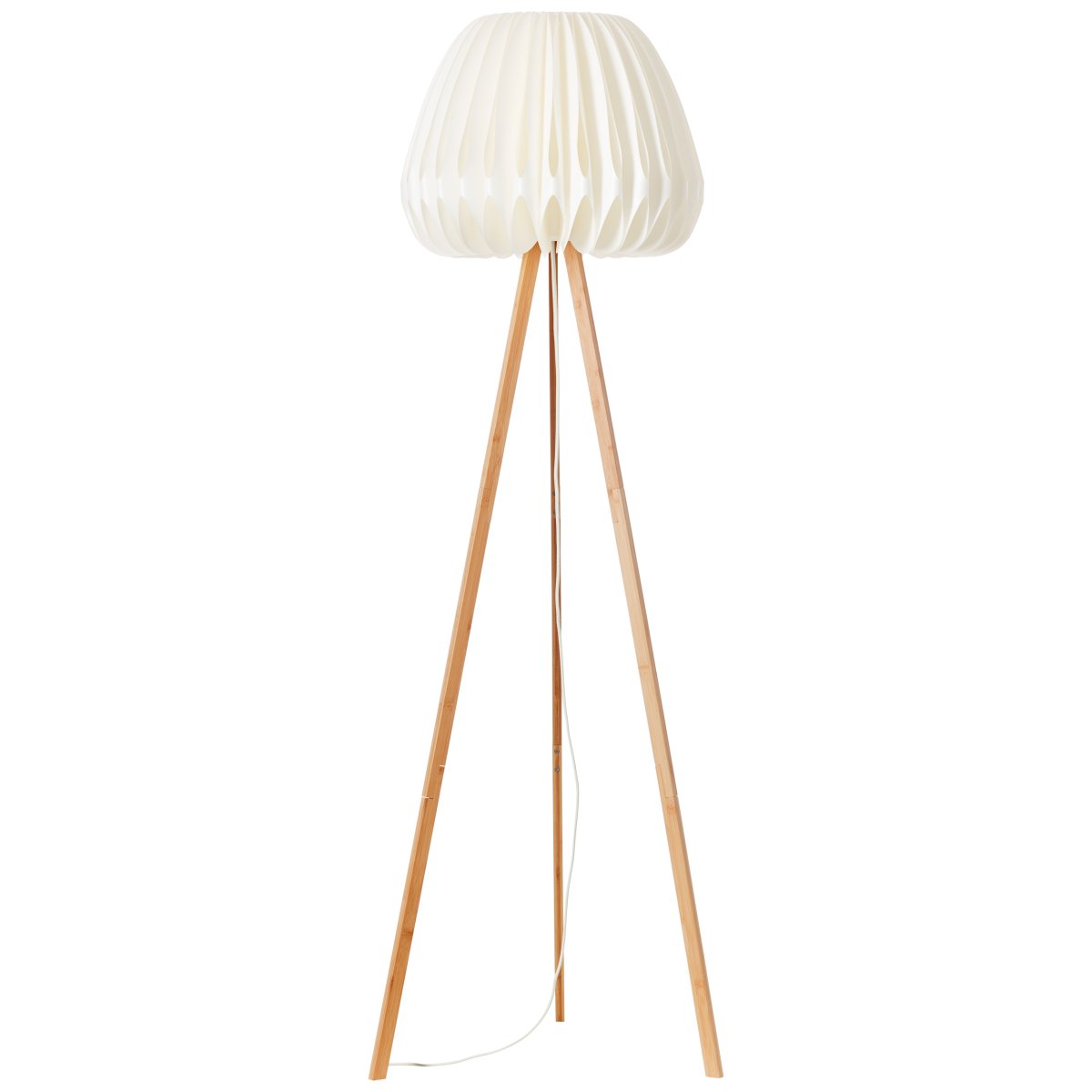 Inna Madera clara lámpara de pie De Brilliant - La lámpara de pie Inna es un moderno detalle de decoración con un diseño elegante realizado en bambú y plástico blanco.