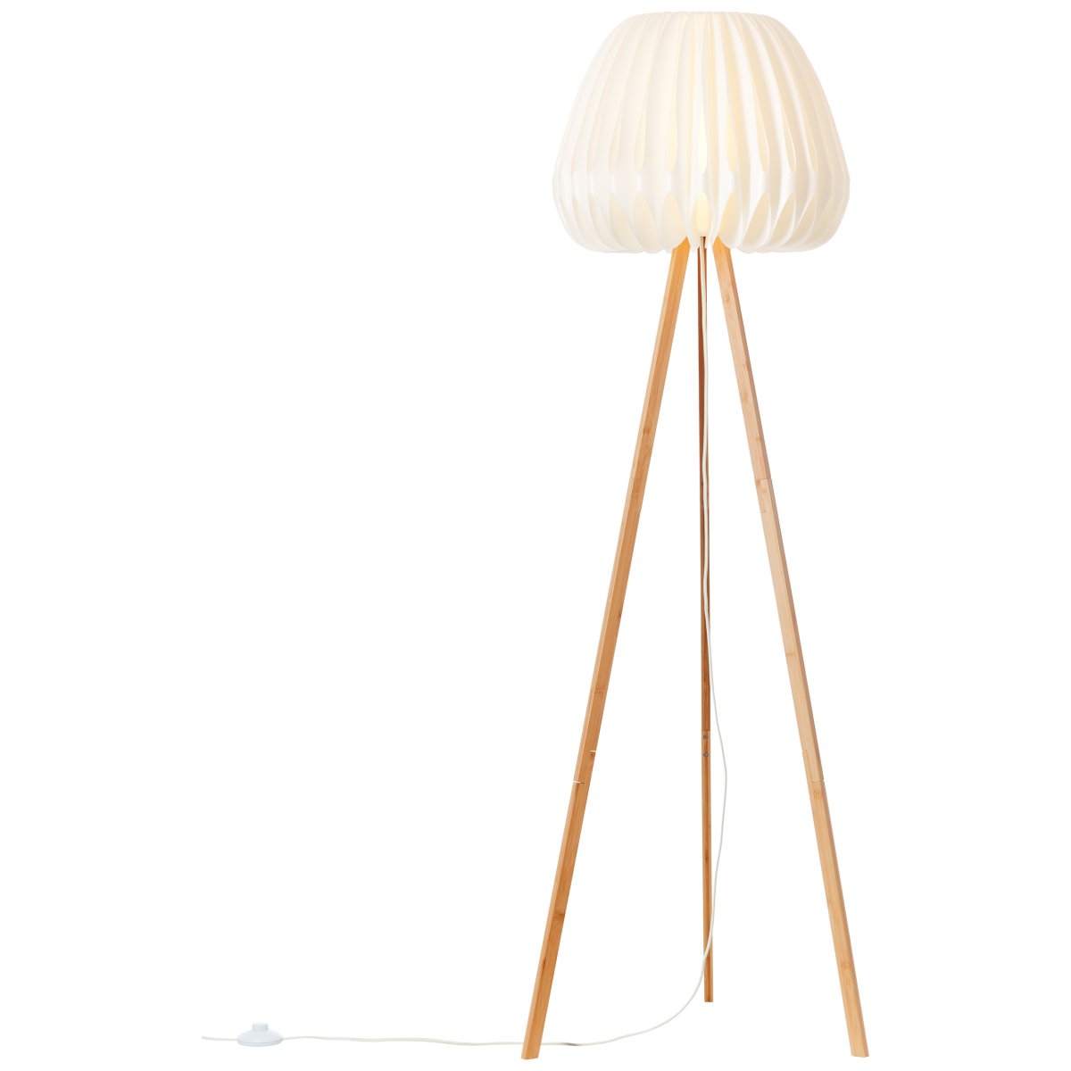 Inna Madera clara lámpara de pie De Brilliant - La lámpara de pie Inna es un moderno detalle de decoración con un diseño elegante realizado en bambú y plástico blanco.