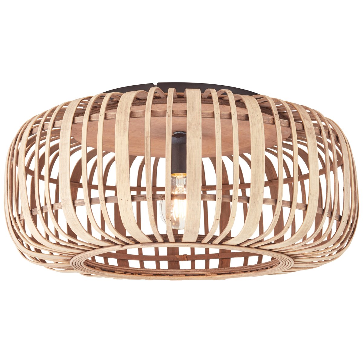 Woodrow Ø50 Naturaleza plafón De Brilliant - La l&aacute;mpara emite una luz c&aacute;lida y agradable y crea un ambiente agradable en la habitaci&oacute;n.