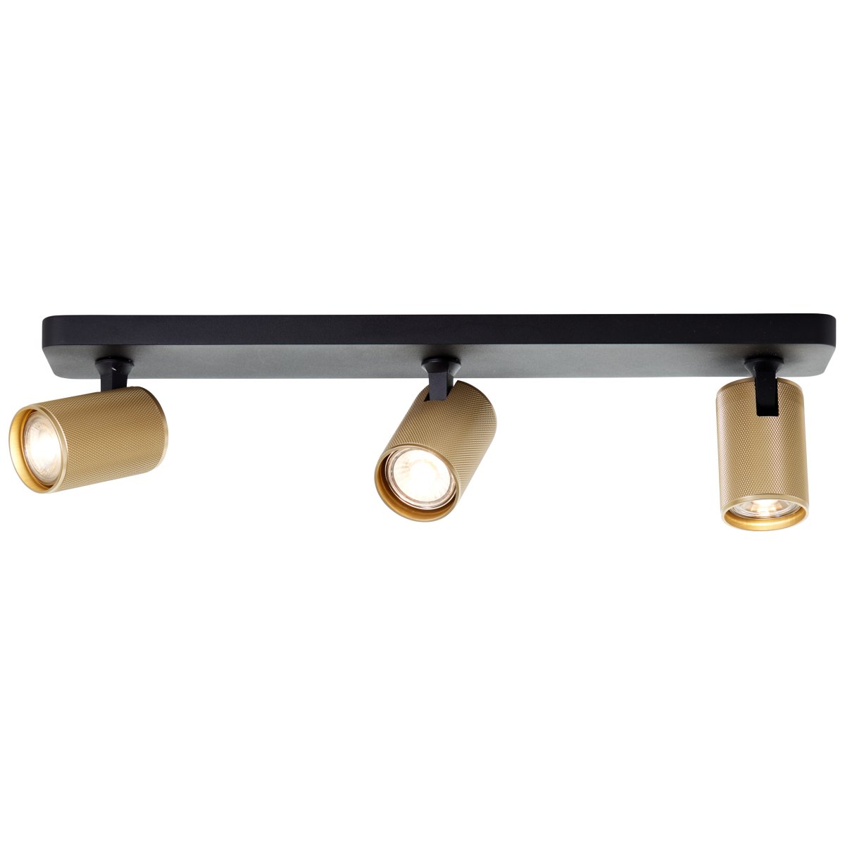 Marty 3 Arena negra foco de techo De Brilliant - Con una carcasa de metal de alta calidad y detalles dorados, brinda un aspecto elegante que se adapta a diferentes habitaciones.