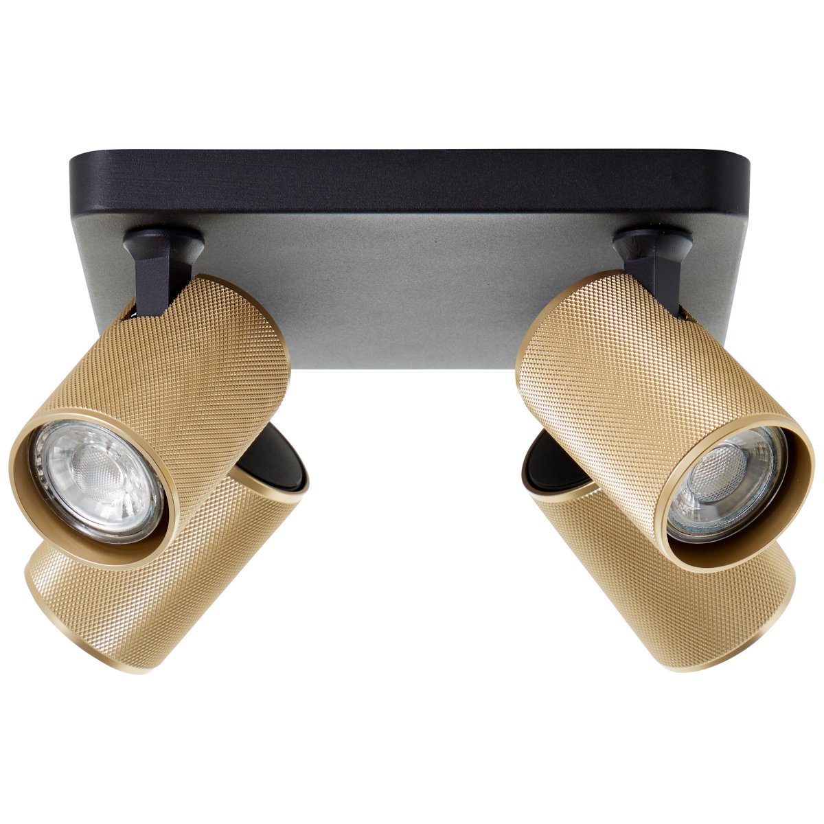 Marty 4 Arena negra foco de techo De Brilliant - Con una carcasa de metal de alta calidad y detalles dorados, brinda un aspecto elegante que se adapta a diferentes habitaciones.