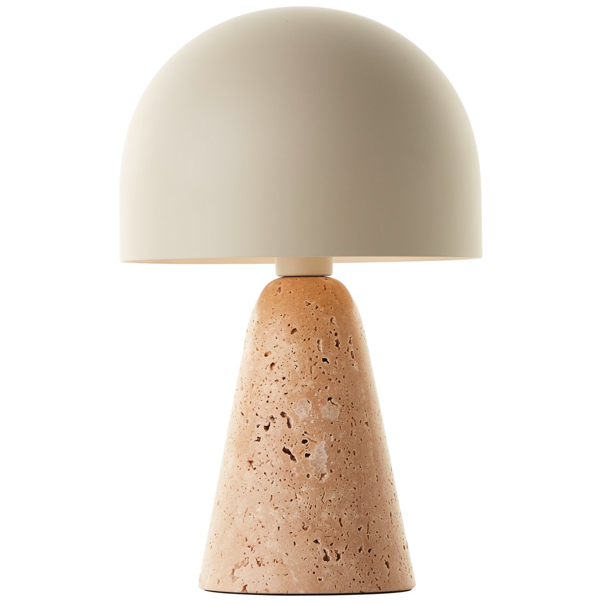 Nalam 30cm Beige lámpara de mesa De Brilliant - La lámpara de mesa Nalam combina un diseño moderno y una elegancia natural con una elegante pantalla beige y una base resistente de piedra travertino artificial.