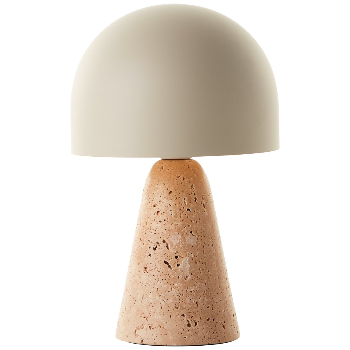 Nalam 30cm Beige lámpara de mesa De Brilliant - La lámpara de mesa Nalam combina un diseño moderno y una elegancia natural con una elegante pantalla beige y una base resistente de piedra travertino artificial.