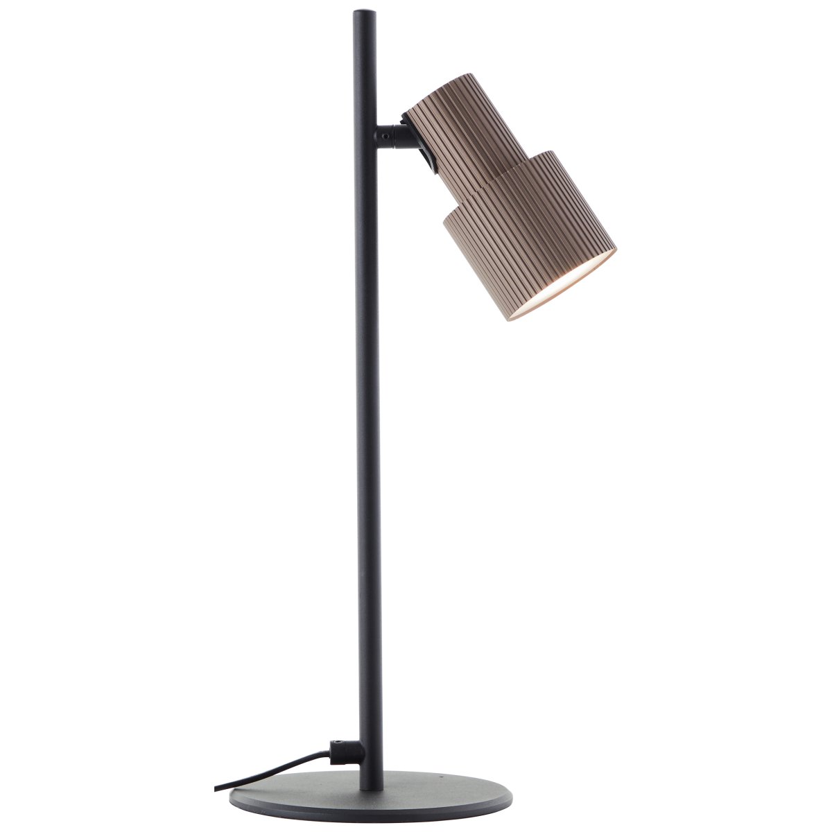 Cadiz 42cm Negro mate lámpara de escritorio De Brilliant - Dispone de un cabezal de lámpara orientable en aspecto de bronce cepillado, que garantiza una distribución óptima de la luz.