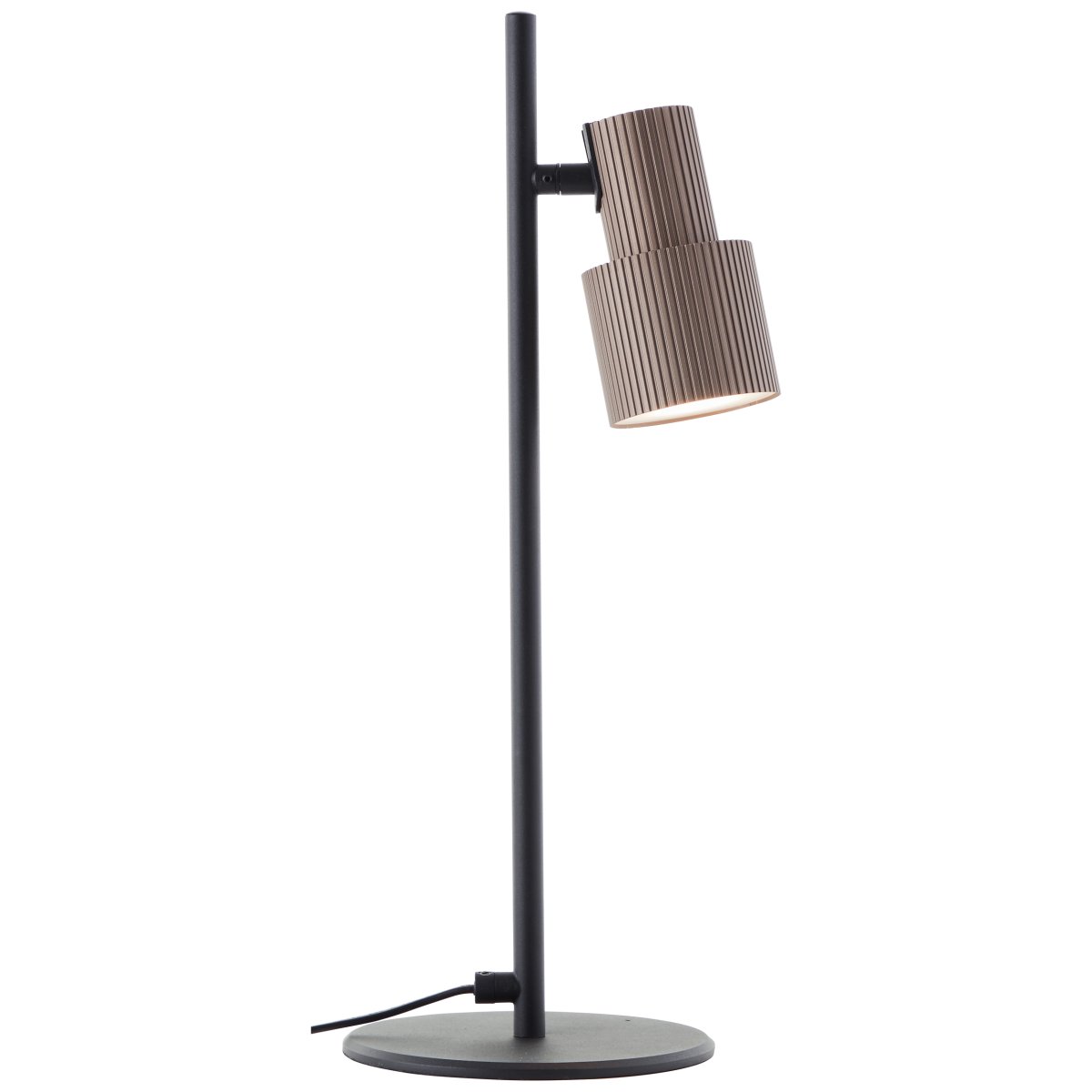 Cadiz 42cm Negro mate lámpara de escritorio De Brilliant - Dispone de un cabezal de lámpara orientable en aspecto de bronce cepillado, que garantiza una distribución óptima de la luz.