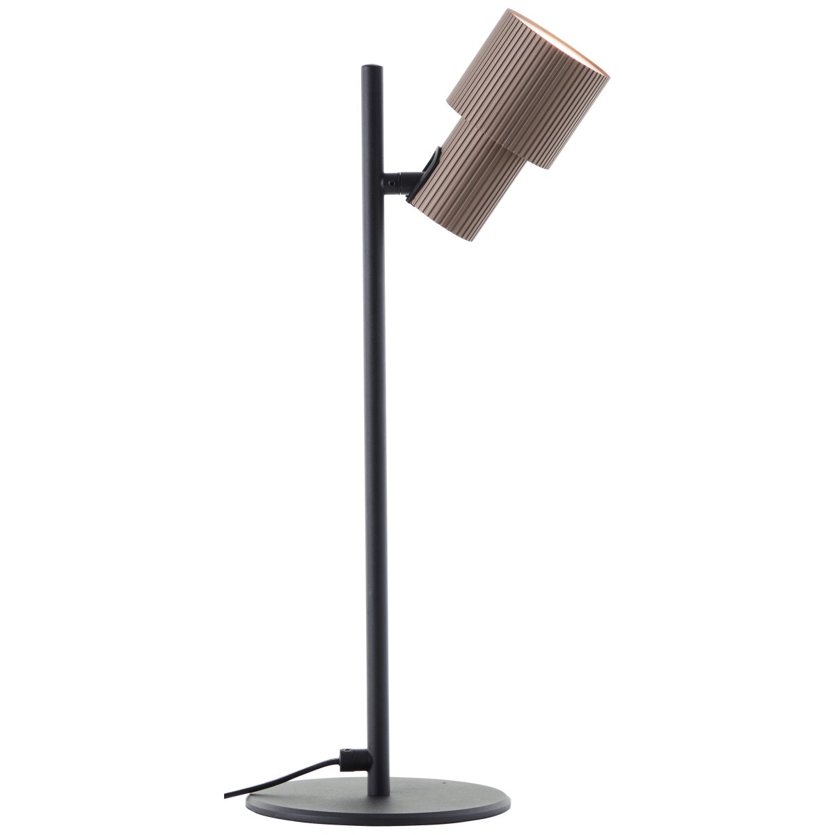 Cadiz 42cm Negro mate lámpara de escritorio De Brilliant - Dispone de un cabezal de lámpara orientable en aspecto de bronce cepillado, que garantiza una distribución óptima de la luz.
