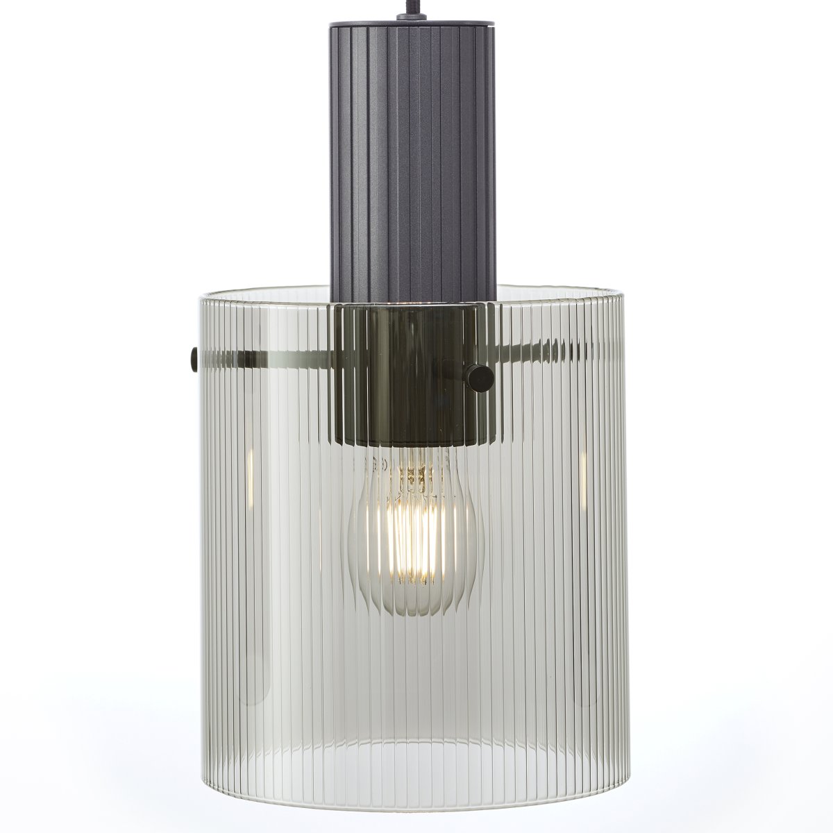Riffelini 98cm Antracita Lámpas de techo De Brilliant - La l&aacute;mpara de techo Riffelini combina un elegante cristal acanalado con una elegante base de metal de color antracita.